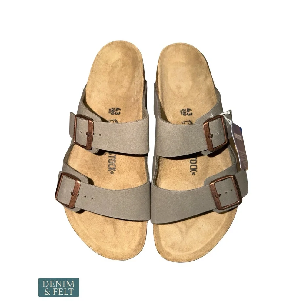 NEW Birkenstock Arizona Stone Birko-Flor Sandals EU 43 US Men 10 Women 12